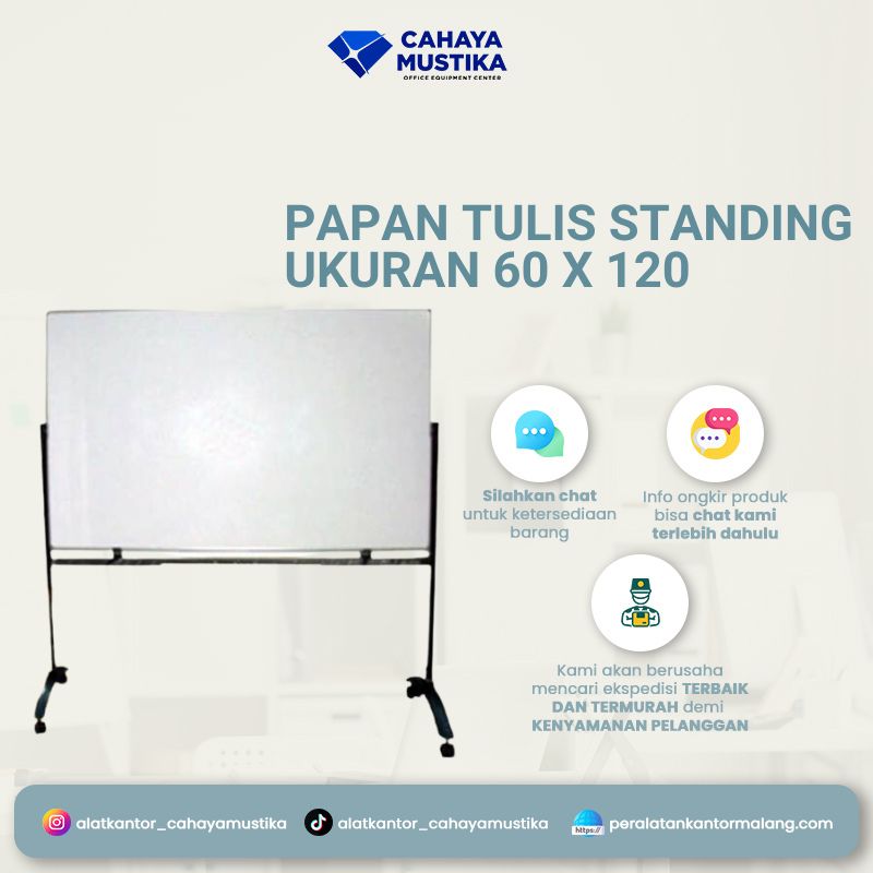 Papan Tulis Whiteboard Standing Ukuran 60 x 120